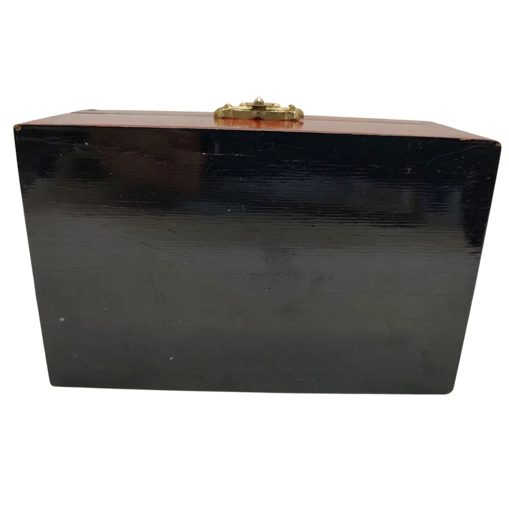 Chinese Jewelry Box Cork Art Lacquer Trinket Box Intricate Red‎ Interior Latch